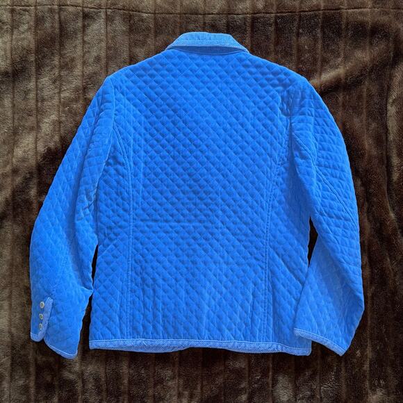 Talbots Petites P Cobalt Blue Stretch Polyester Quilted Light Jacket Snap Front - Picture 5 of 9